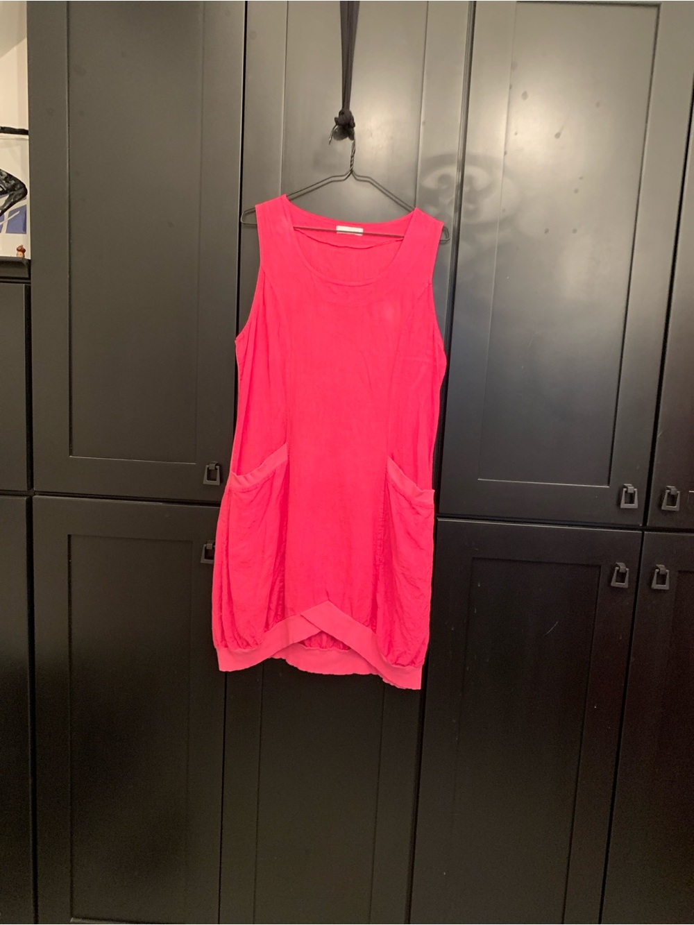 Sleeveless Hot Pink Pocket Tunic Dress